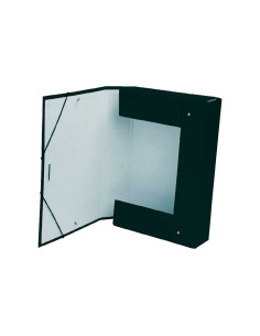 MARIOLA CAJA DE PROYECTOS CARTÓN FORRADO GELTEX ARMADA CIERRE GOMA Y LOMO DE 3CM NEGRO