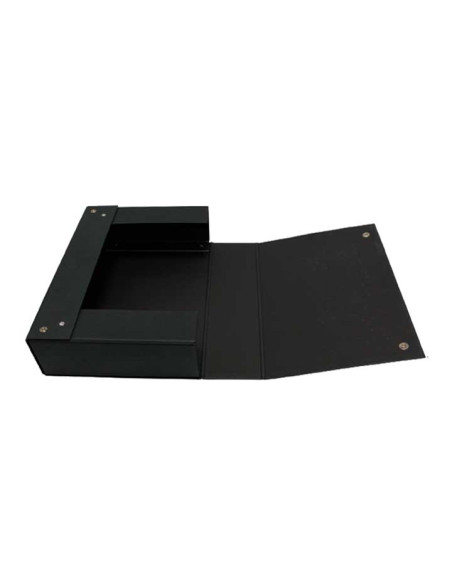 MARIOLA CAJA DE PROYECTOS ARMADA CIERRE CGOMA LOMO FIJO 7CM CARTÓN FORRADO GELTEX NEGRO