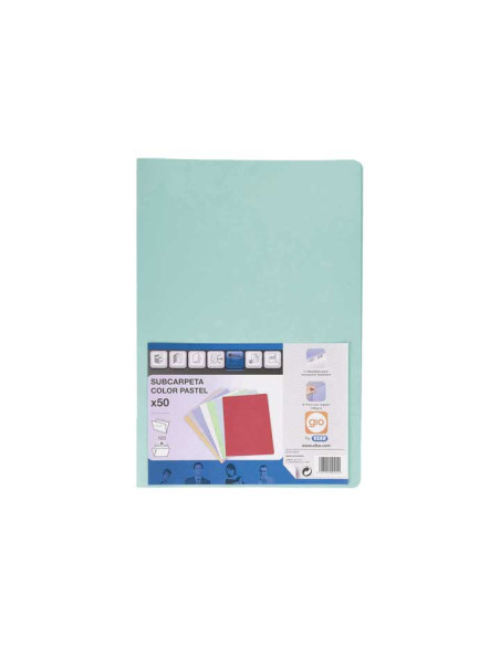 PACK 50 SUBCARPETAS ELBA A4 PASTEL 180gr