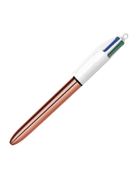 BIC BOLÍGRAFO 4 COLORES ROSE GOLD CUERPO BLANCOROSA METÁLICO CAJA 12 UD