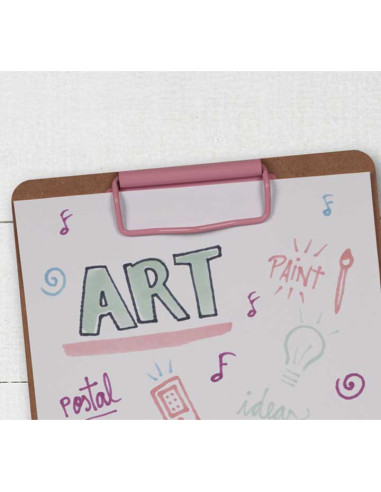 CARPETA con PINZA PORTABLOCS APLI MADERA A5 NORDIK ROSA