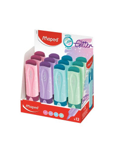 MAPED MARCADOR FLUORESCENTE FLUOR´PEPS GLITTER CSURTIDOS EXPOSITOR 12 UD