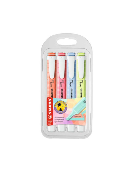 STABILO MARCADOR FLUORESCENTE SWING COOL PASTEL CSURTIDOS BLÍSTER 4 UD