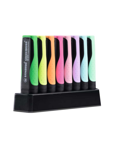 STABILO MARCADOR FLUORESCENTE GREEN BOSS SET ESCRITORIO CSURTIDOS BLÍSTER 8 UD