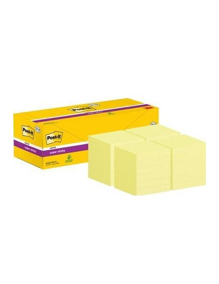 PACK 12 BLOCS NOTAS POST-IT SUPER STICKY 76x76mm +12 GRATIS