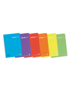 CUADERNO ENRI PLUS 80h 4 5x5 CON MARGEN COLORES VIVOS