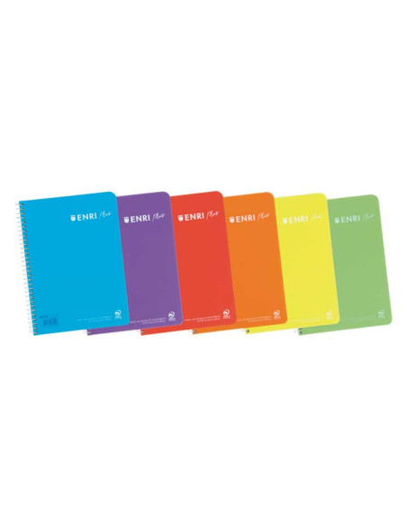 CUADERNO ENRI PLUS 80h 4 5x5 CON MARGEN COLORES VIVOS