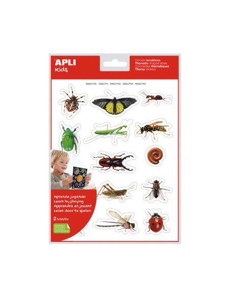 BLÍSTER 14 GOMETS TEMÁTICOS APLI KIDS INSECTOS