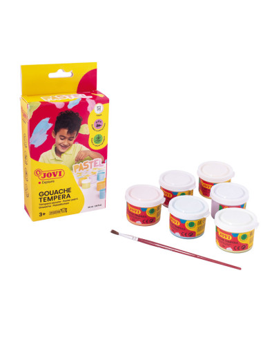 PACK 6 BOTES TÉMPERA JOVI 35ml PASTEL  PINCEL