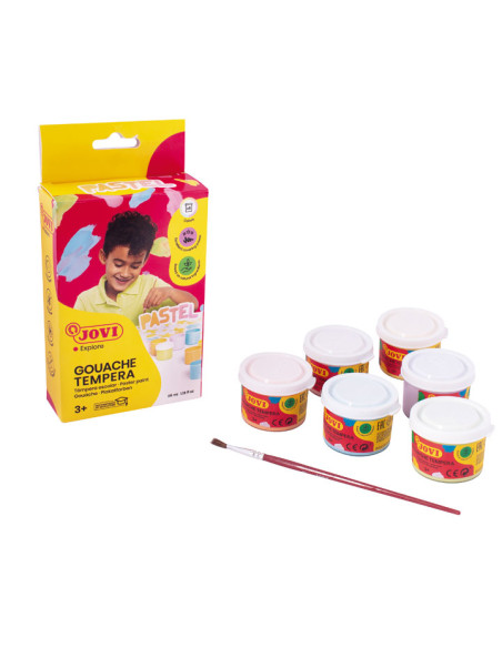 PACK 6 BOTES TÉMPERA JOVI 35ml PASTEL  PINCEL