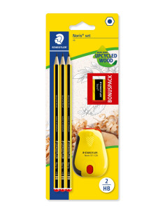 BLÍSTER 3 LÁPICES STAEDTLER NORIS 120-2  AFILALÁPIZ CON DEPÓSITO 2