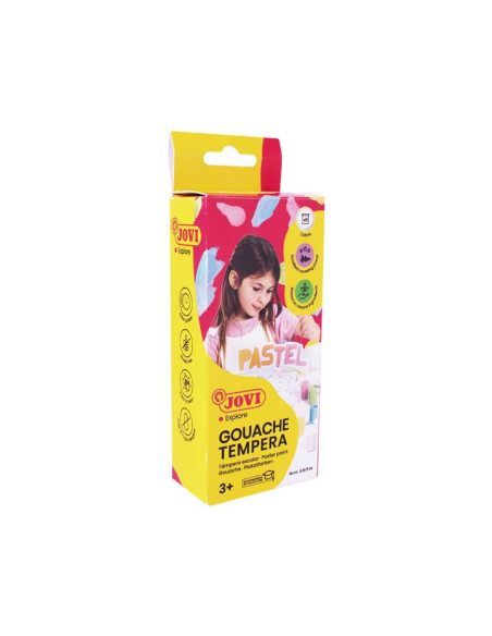 TEMPERA JOVI GOUACHE  15 ml bote ESTUCHE de 6 COLORES PASTEL  PINCEL