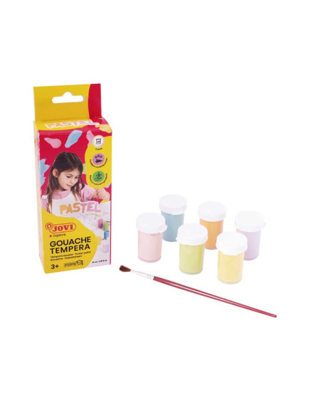 TEMPERA JOVI GOUACHE  15 ml bote ESTUCHE de 6 COLORES PASTEL  PINCEL