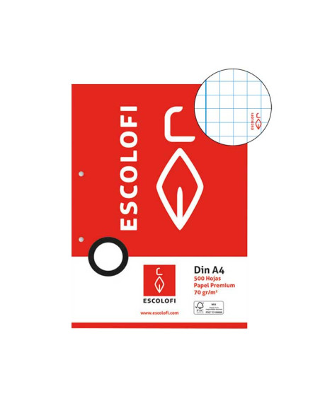 RESMILLERÍA 500h ESCOLOFI A4 5x5 CON MARGEN 2 TALADROS