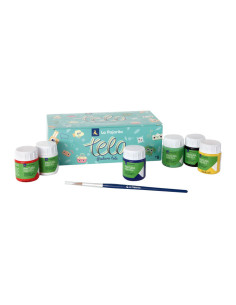 LA PAJARITA KIT SURTIDO PARA TELA BOTE DE 25ML COLORES SURTIDOS CON PINCEL -6U-