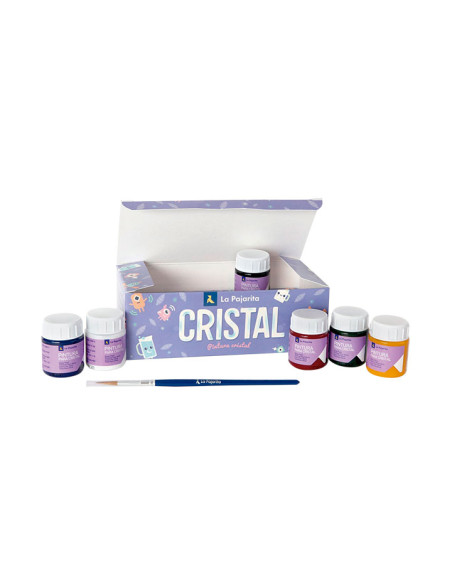 PINTURA para CRISTAL LA PAJARITA 25 ml bote  ESTUCHE de 6