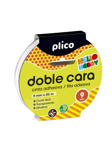 CINTA ADHESIVA PLICO DOBLE CARA 9mm x 20m
