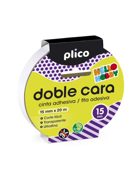 CINTA ADHESIVA PLICO DOBLE CARA 15mm x 20m