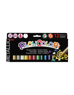 CAJA 12 TÉMPERAS PLAYCOLOR SÓLIDAS 10gr METALLIC SURTIDAS