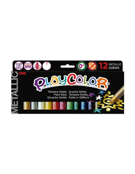 CAJA 12 TÉMPERAS PLAYCOLOR SÓLIDAS 10gr METALLIC SURTIDAS