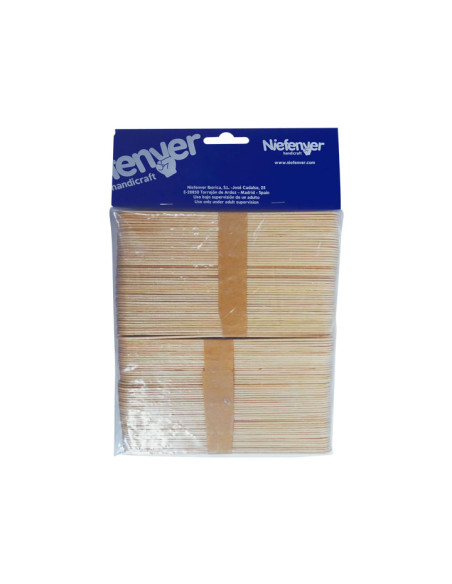 PALILLOS PLANO NIEFENVER MADERA NATURAL 100UD 150x17x17mm