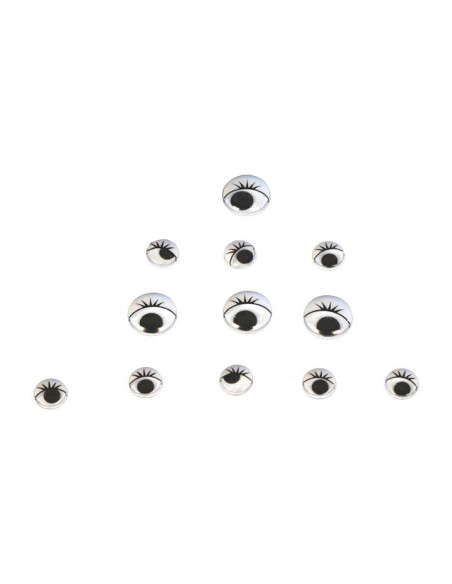 OJOS MOVILES NIEFENVER REDONDOS CON PESTAÑAS DE 12 Y 14 mm NEGRO PACK de 100 SURTIDO