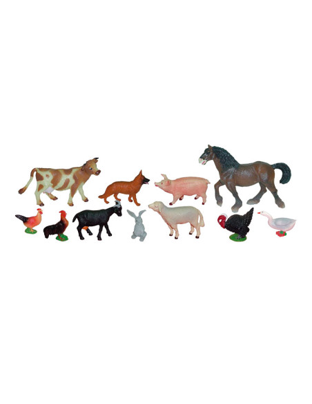 BOTE CON ASA 11 FIGURAS ANIMALES GRANJA  GUIA DIDACTICA