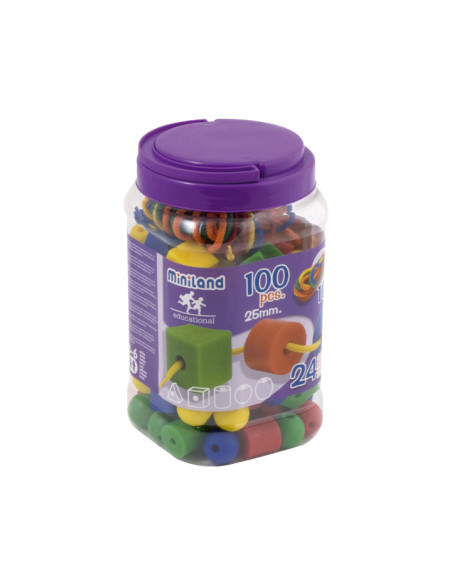 BOTE 100 CUENTAS ENSARTABLES MINILAND FORMAS