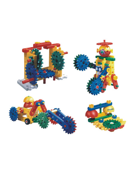 CONTENEDOR MINILAND DE 62 PIEZAS DE CONSTRUCCION Y ENGRANAJE