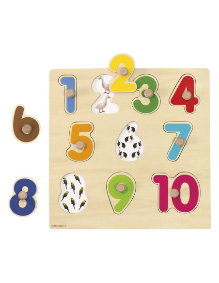 PUZLE GOULA SILUETA NUMEROS 10 PIEZAS MADERA 28x28 cm 2 AÑOS