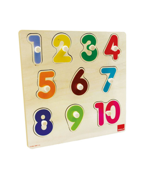 PUZLE GOULA SILUETA NUMEROS 10 PIEZAS MADERA 28x28 cm 2 AÑOS