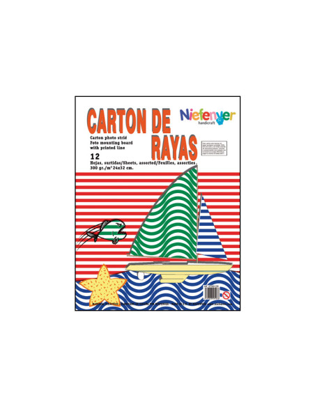 SCRAPBOOKING CARTULINA NIEFENVER IMPRESA 24x32cm 300gr RAYAS PACK 12