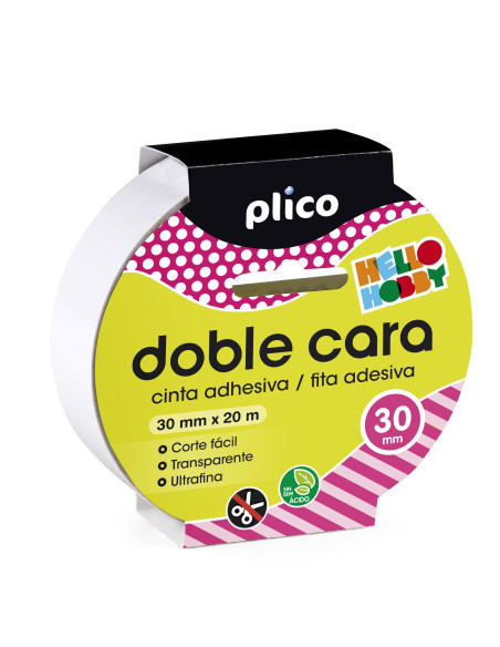 CINTA ADHESIVA PLICO DOBLE CARA 30mm x 20m