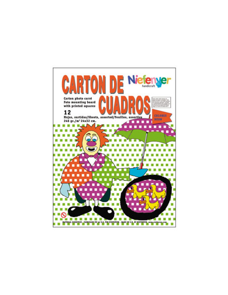 SCRAPBOOKING CARTULINA NIEFENVER IMPRESA 24x32cm 300gr CUADRO NEON PACK de 12