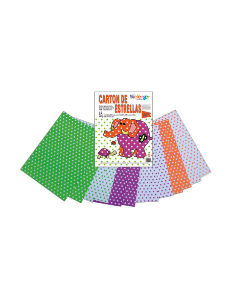 SCRAPBOOKING CARTULINA NIEFENVER IMPRESA 24x32cm 300gr ESTRELLA NEON  PACK de 12