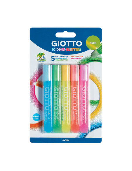 COLA GLITTER GLUE GIOTTO LAPIZ NEON 5x105mlg