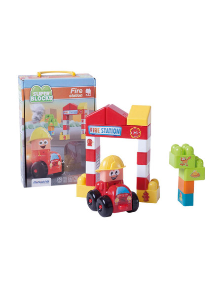 CAJA 22 PIEZAS MINILAND SUPER BLOCKS ESTACIÓN BOMBEROS