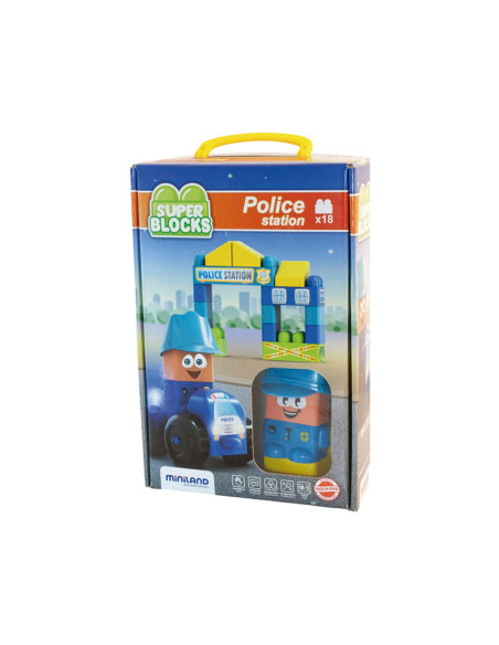 CAJA 18 PIEZAS MINILAND SUPER BLOCKS ESTACIÓN POLICIA