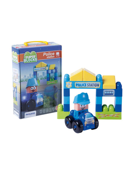 CAJA 18 PIEZAS MINILAND SUPER BLOCKS ESTACIÓN POLICIA