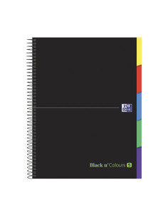 CUADERNO ESPIRAL OXFORD BLACK N` COLOURS 5 BANDAS CON PESTAÑA