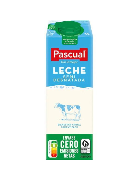 CAJA 6 BRICKS LECHE PASCUAL SEMIDESNATADA 1L