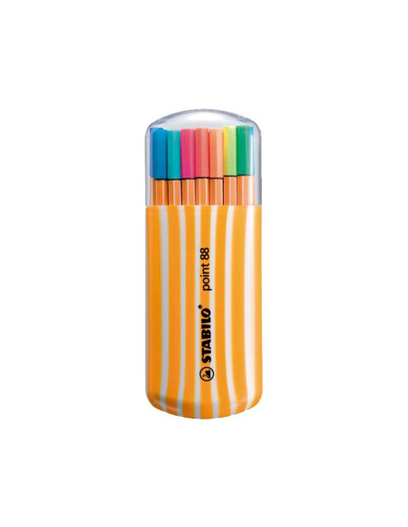 ESTUCHE ZEBRUI 20 ROTULADORES STABILO POINT 88 COLORES NEÓN