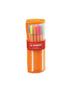 ESTUCHE ROLLERSET 25 ROTULADORES STABILO POINT 88  5 COLORES NEÓN