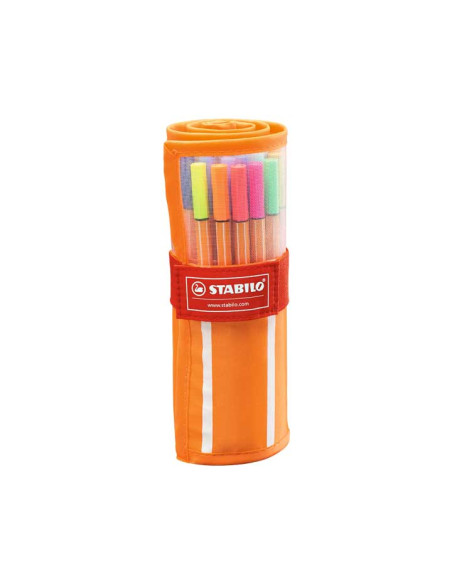 ESTUCHE ROLLERSET 25 ROTULADORES STABILO POINT 88  5 COLORES NEÓN