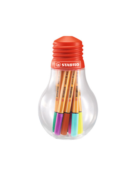 ROTULADOR FIBRA STABILO POINT 88  MINI ESTUCHE BOMBILLA COLORFUL DE 12