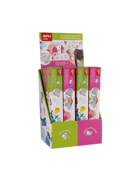 EXPOSITOR 12 ROLLOS APLI KIDS PEGA Y COLOREA