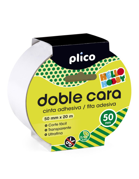 CINTA ADHESIVA PLICO DOBLE CARA 50mm x 20m