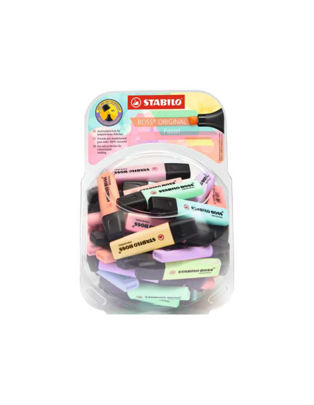 BOMBONERA 60 MARCADORES FLUORESCENTES STABILO BOSS ORIGINAL PASTEL