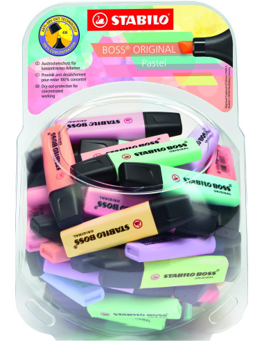 BOMBONERA 60 MARCADORES FLUORESCENTES STABILO BOSS ORIGINAL PASTEL