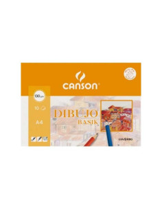 MINIPACK 10h LÁMINAS CANSON DE DIBUJO BASIK 130gr A4 CON RECUADRO